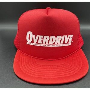 Vintage Overdrive Trucker Hat w/Rope American Magazine Red Foam Mesh Advert Cap